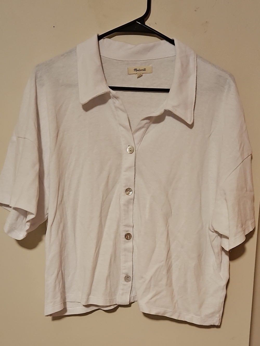 Madewell White Short-Sleeve Button-Down Collared Shirt